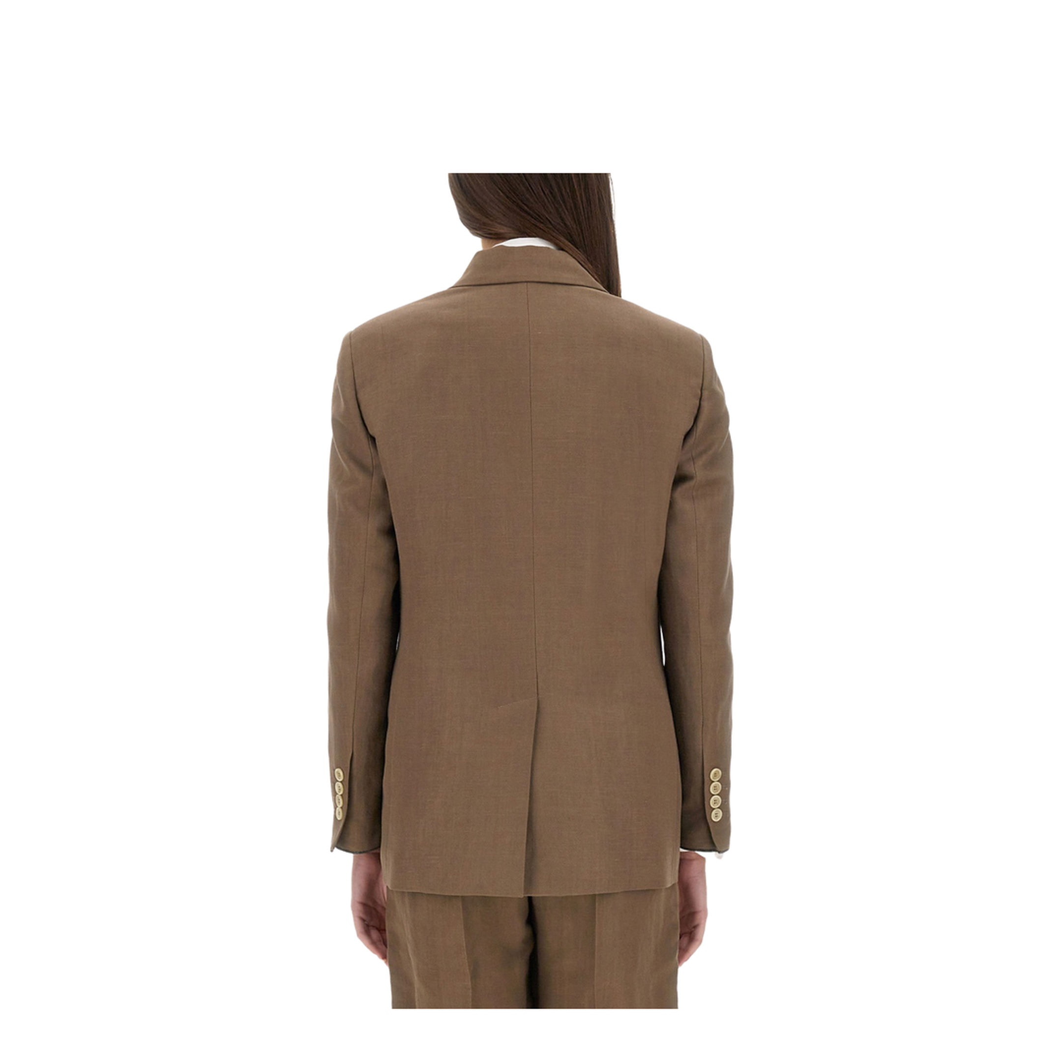 Linen Blend Double-Breasted Jacket