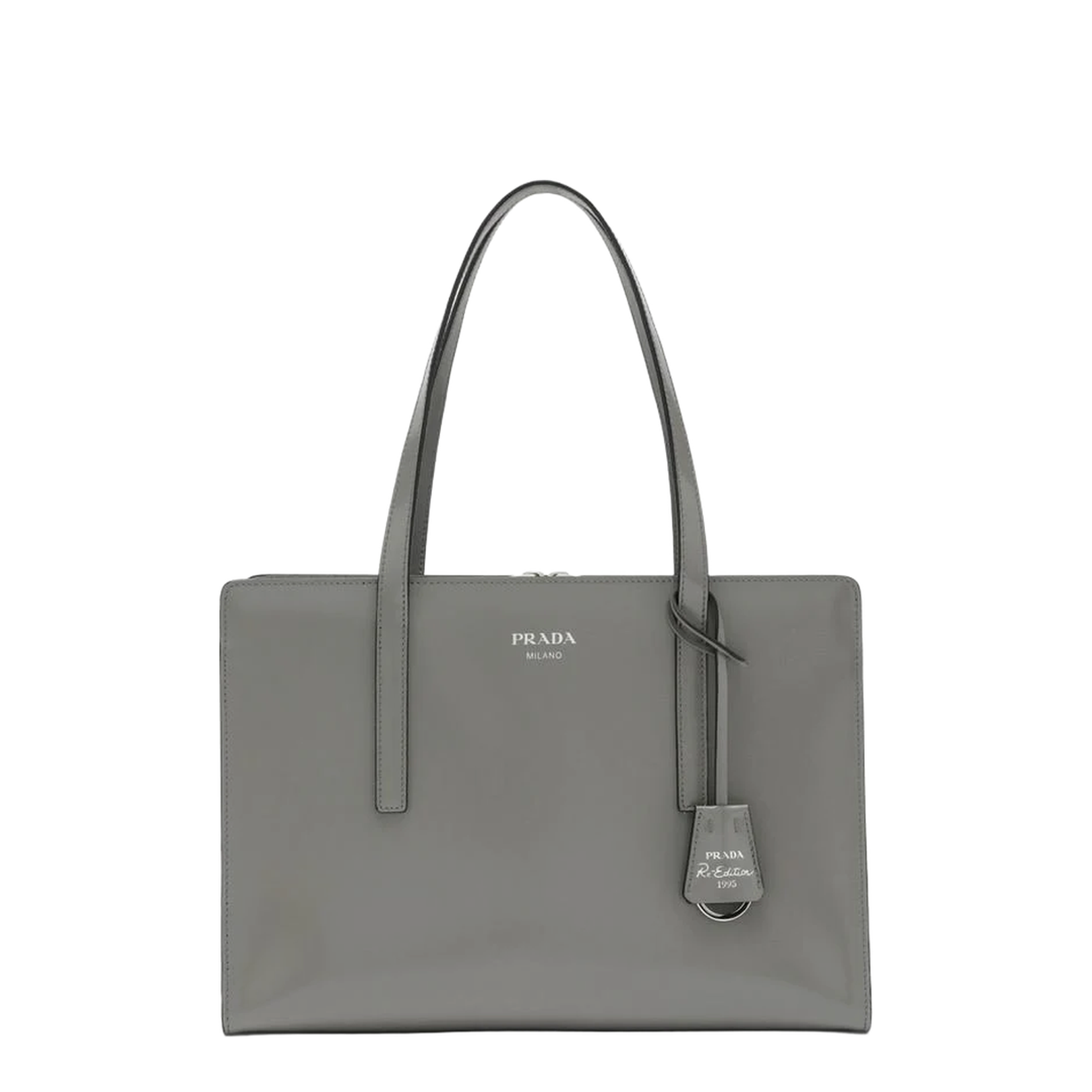 Marble-Coloured Brushed Leather Medium Handbag