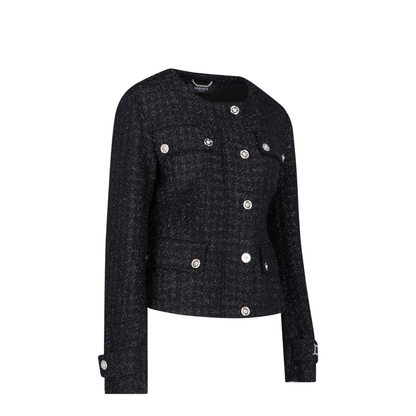 Black Lurex Jacket with Medusa Silver-tone Hardware