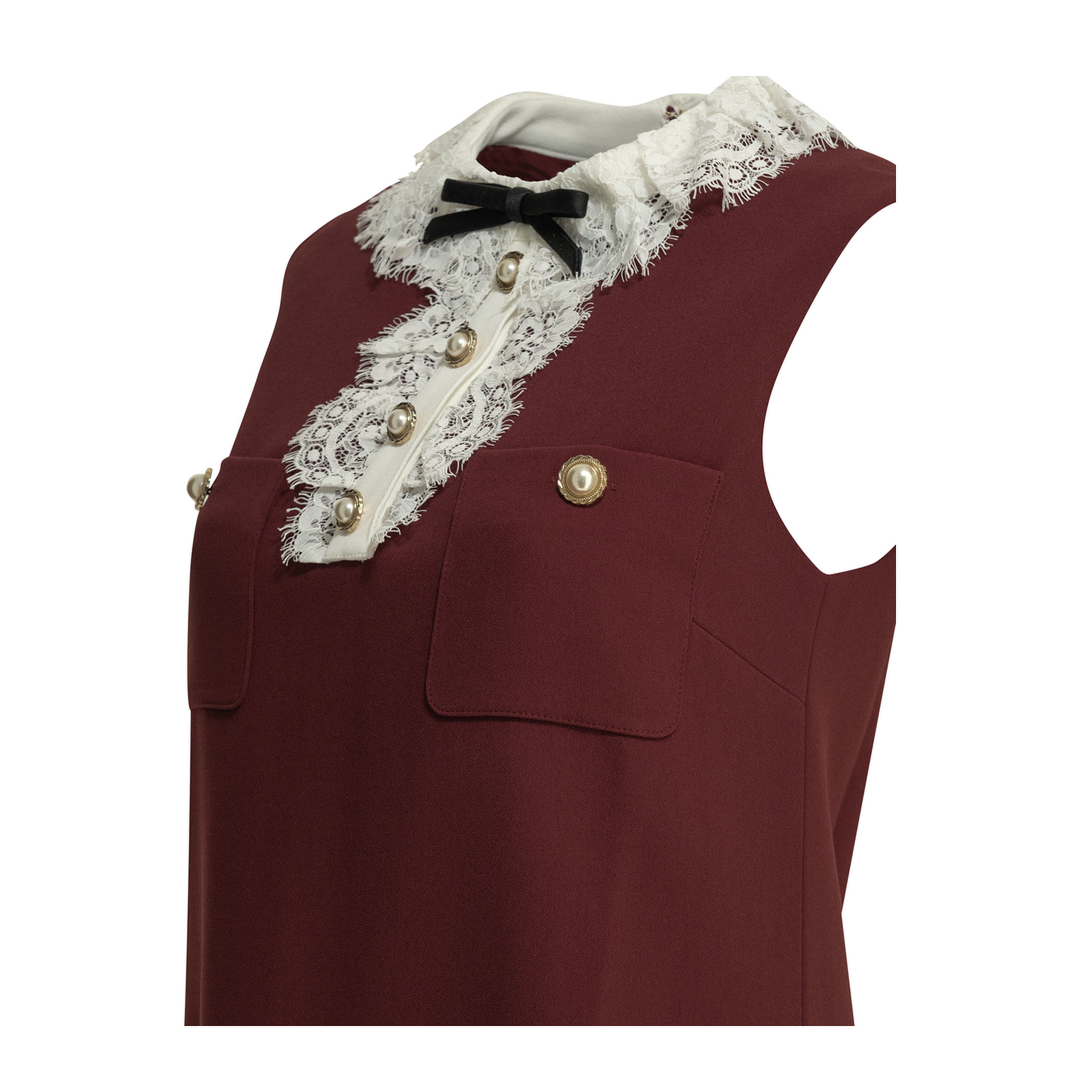 MAYFEYR - Self Portrait - Short Dress With Lace Detail - PF26001SBBUBURGUNDY