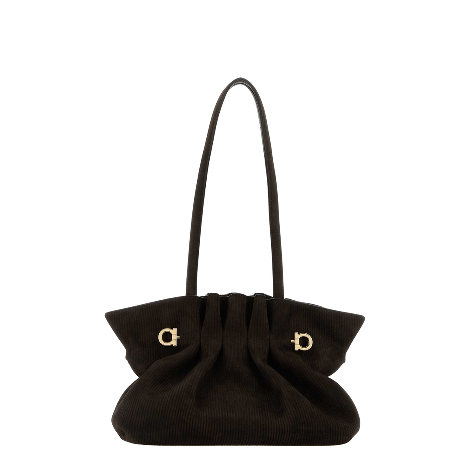 Dark brown suede shoulder bag