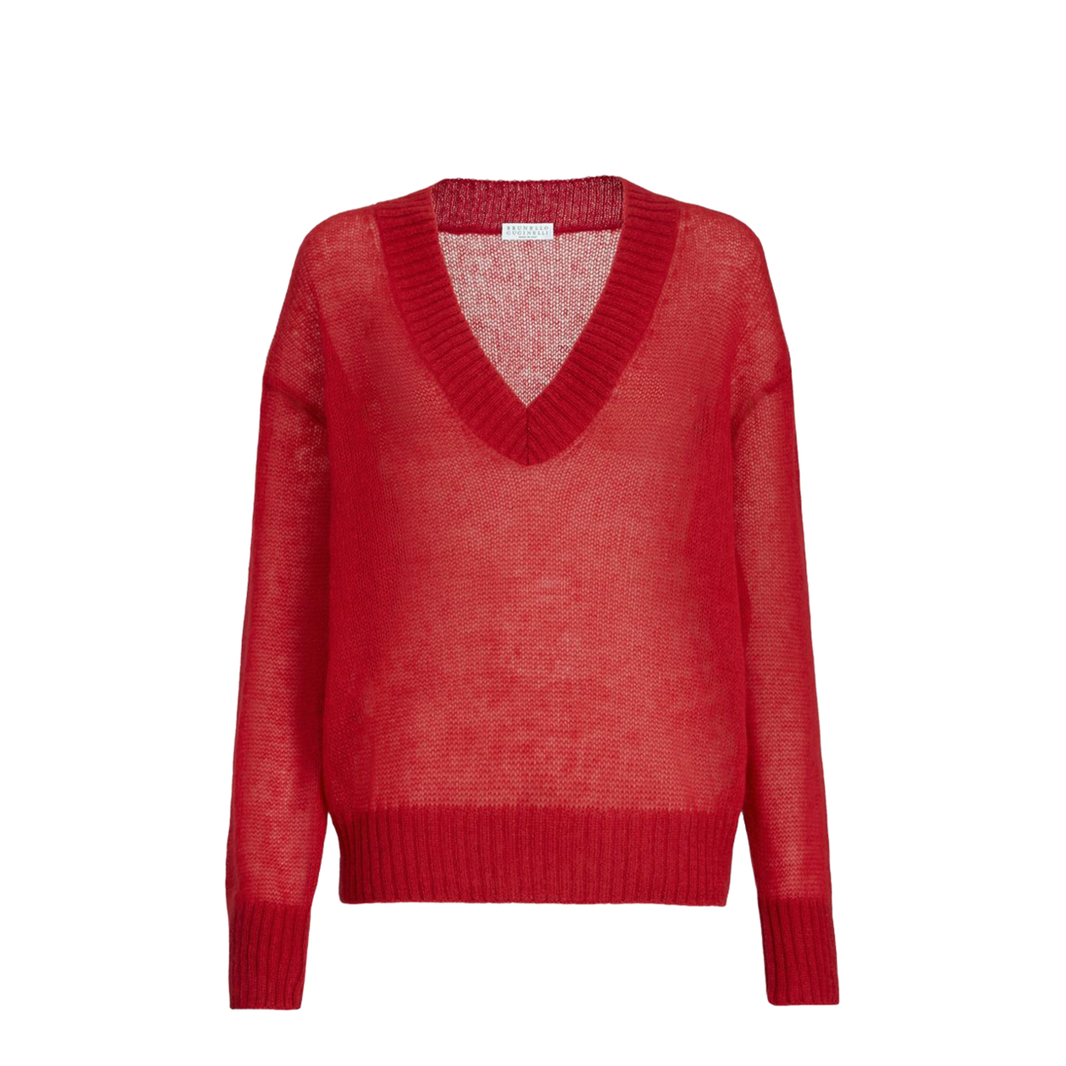 V-neck Knitted Sweater Red