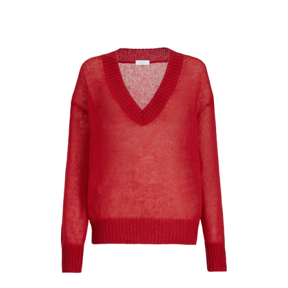 V-neck Knitted Sweater Red