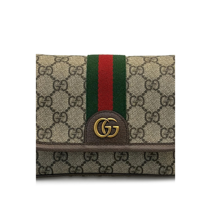 Ophidia Mini Bag Coated Fabric Crossbody - Beige/Dark Brown