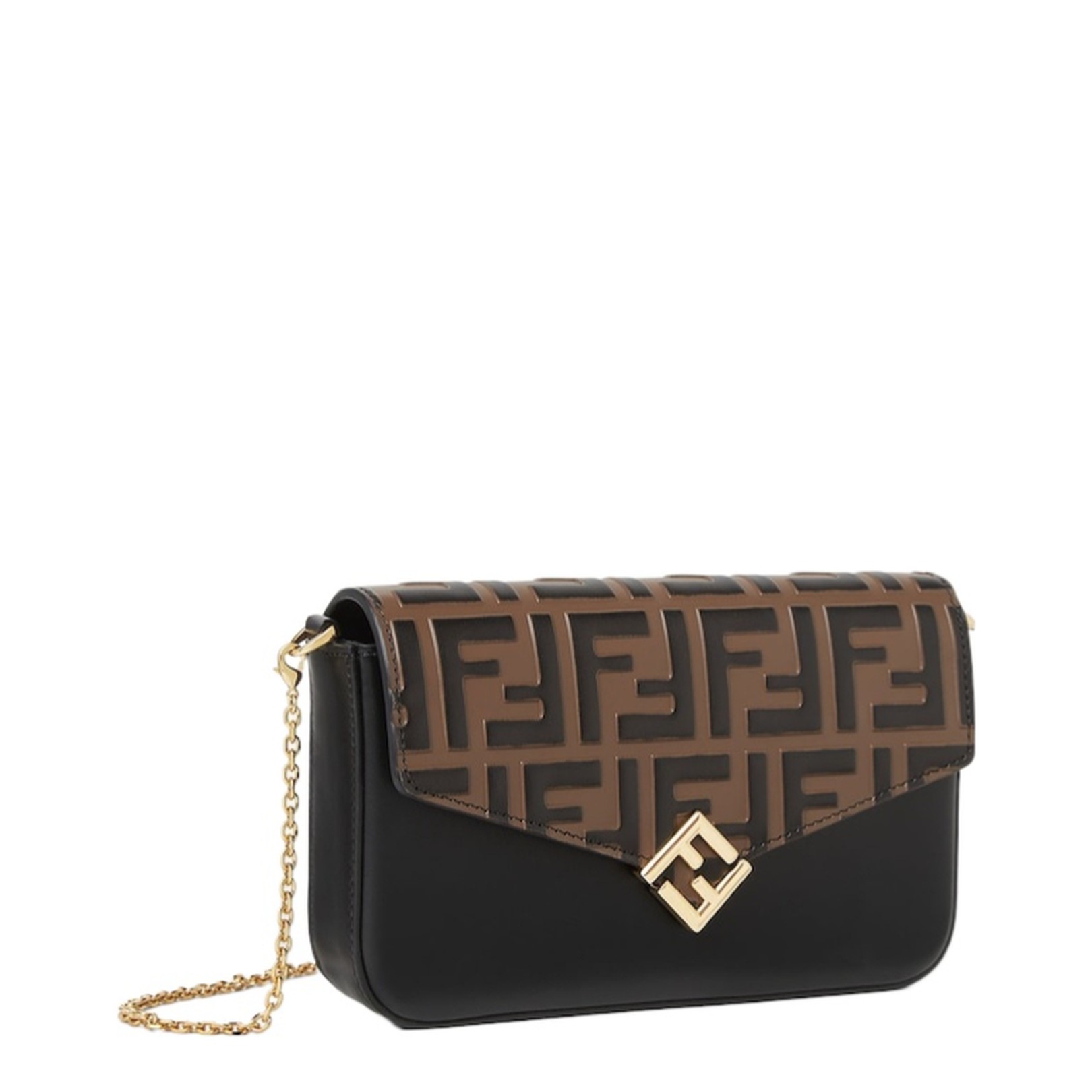 FF Diamonds Wallet On Chain Leather Brown