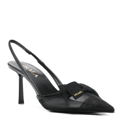 MAYFEYR - Prada - Bow Detail Mesh Slingback Pumps - 1I308OF07577TF0002