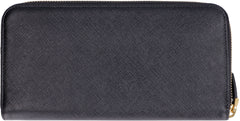 Saffiano Leather Long Zipped Wallet, Gold Hardware