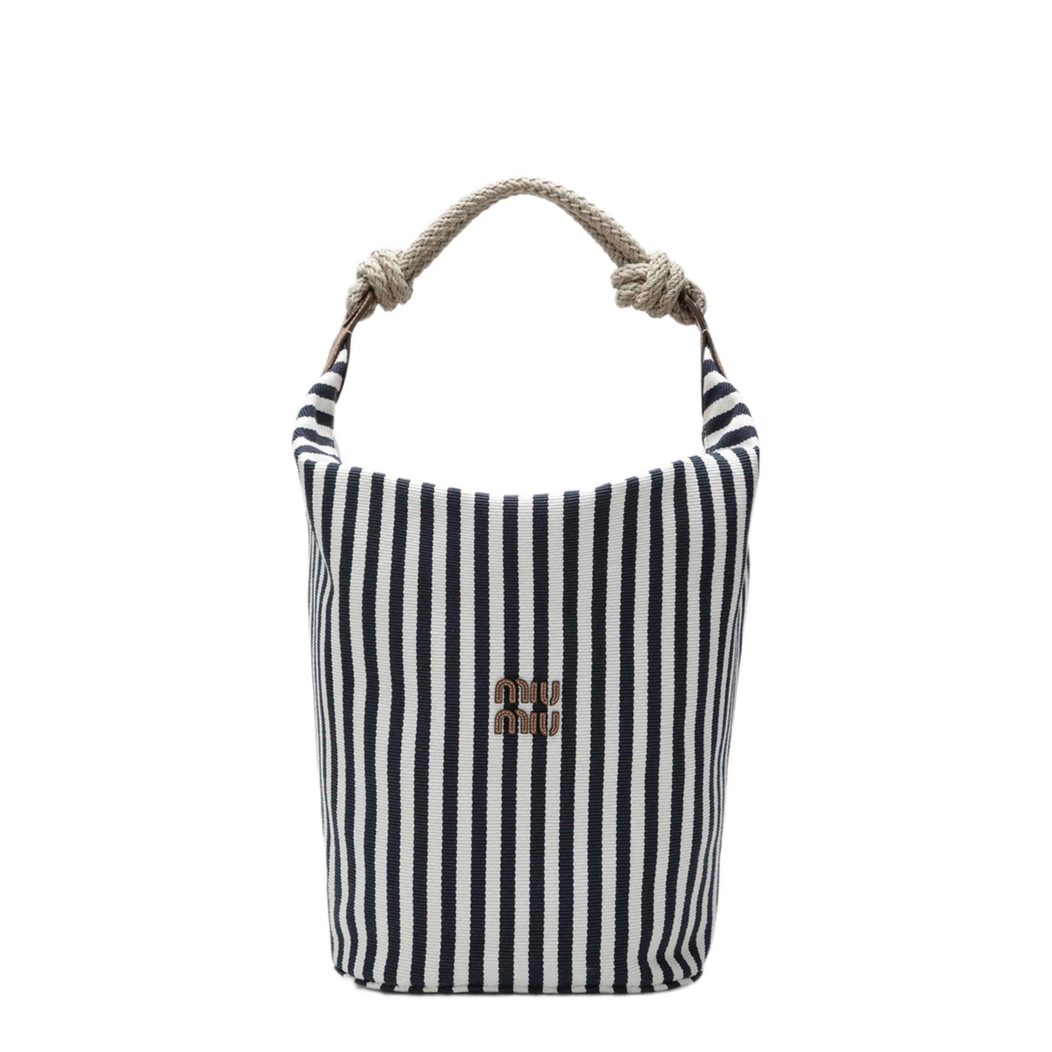 MAYFEYR - Miu Miu - Blue Cognac Striped Canvas Bag - 5BE107ILO2I0GF0B9P