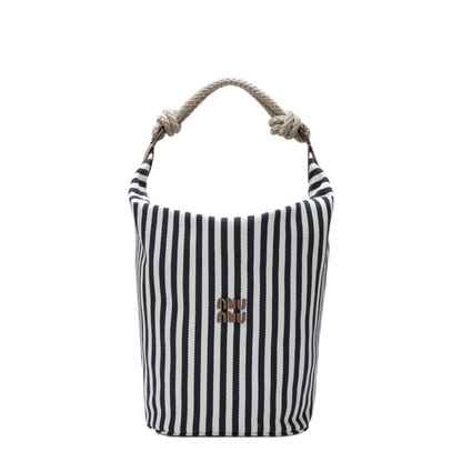 MAYFEYR - Miu Miu - Blue Cognac Striped Canvas Bag - 5BE107ILO2I0GF0B9P