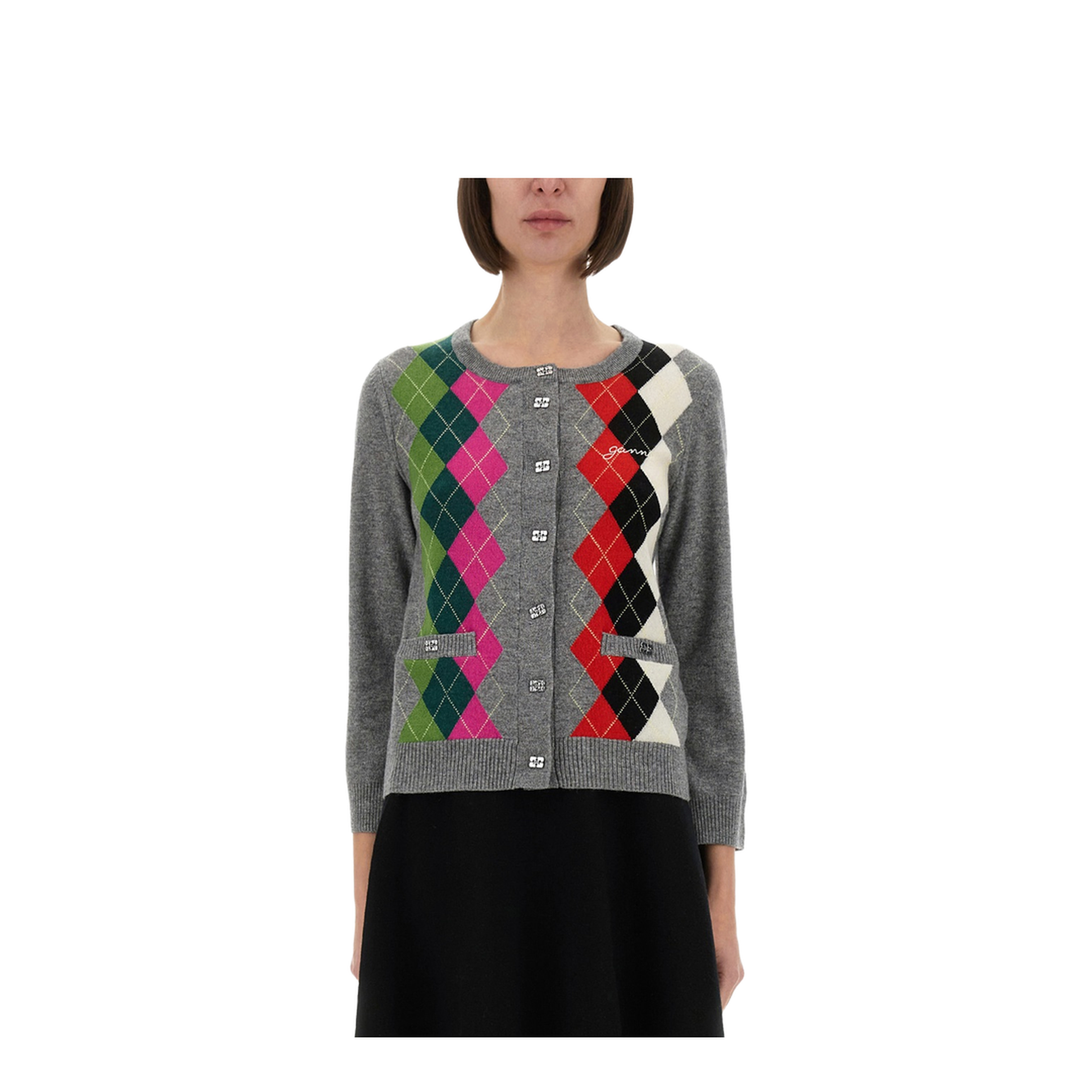 Ganni Jacquard Cashmere Cardigan – MAYFEYR