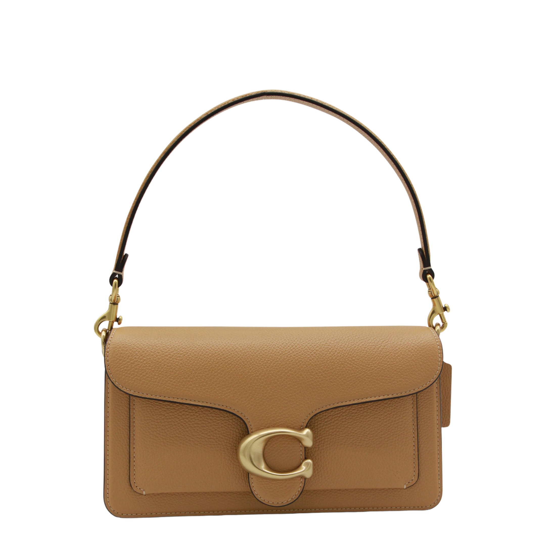 Tabby 26 Polished Pebble Leather Shoulder Bag - Brass/Biscuit