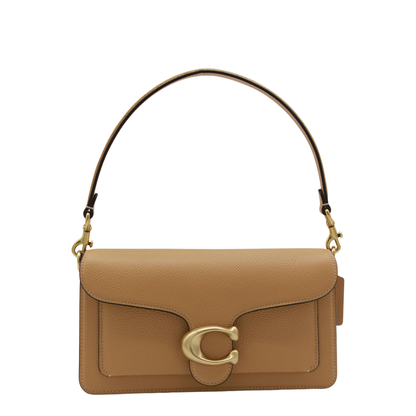 Tabby 26 Polished Pebble Leather Shoulder Bag - Brass/Biscuit