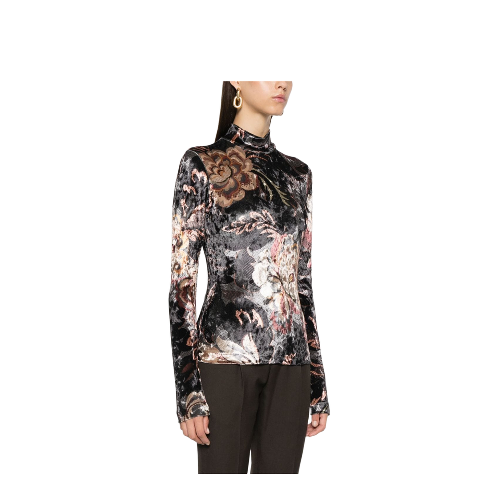 Printed High-Neck Sweater