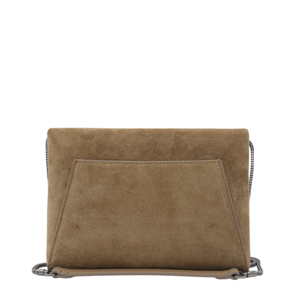 Suede Clutch Bag Brown