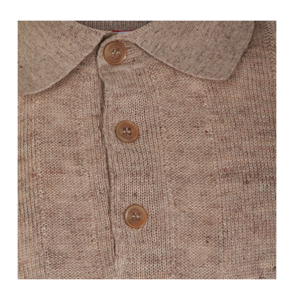 Ribbed Button Polo Shirt Brown