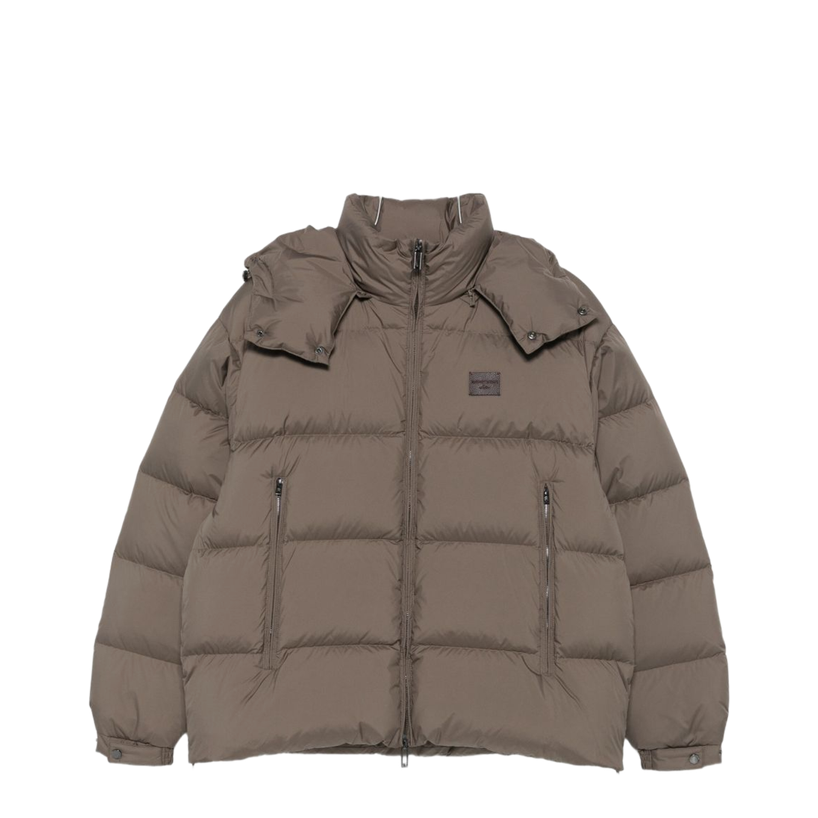 Water-repellent, quilted ripstop nylon hooded down jacket