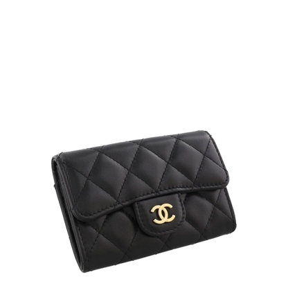 Classic Card Holder - Lambskin & Gold-Tone Metal, Black