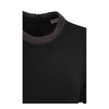 Draped Dress in Stretch Virgin Wool Jersey with Precious Collar