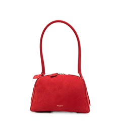 Le Bouledogue Small Nubuck Leather Shoulder Bag - Rouge Vif