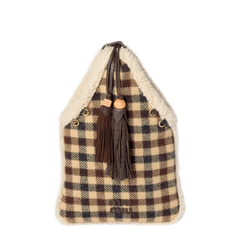 SORELLE Embroidered Nappa Leather Handbag - Coffee