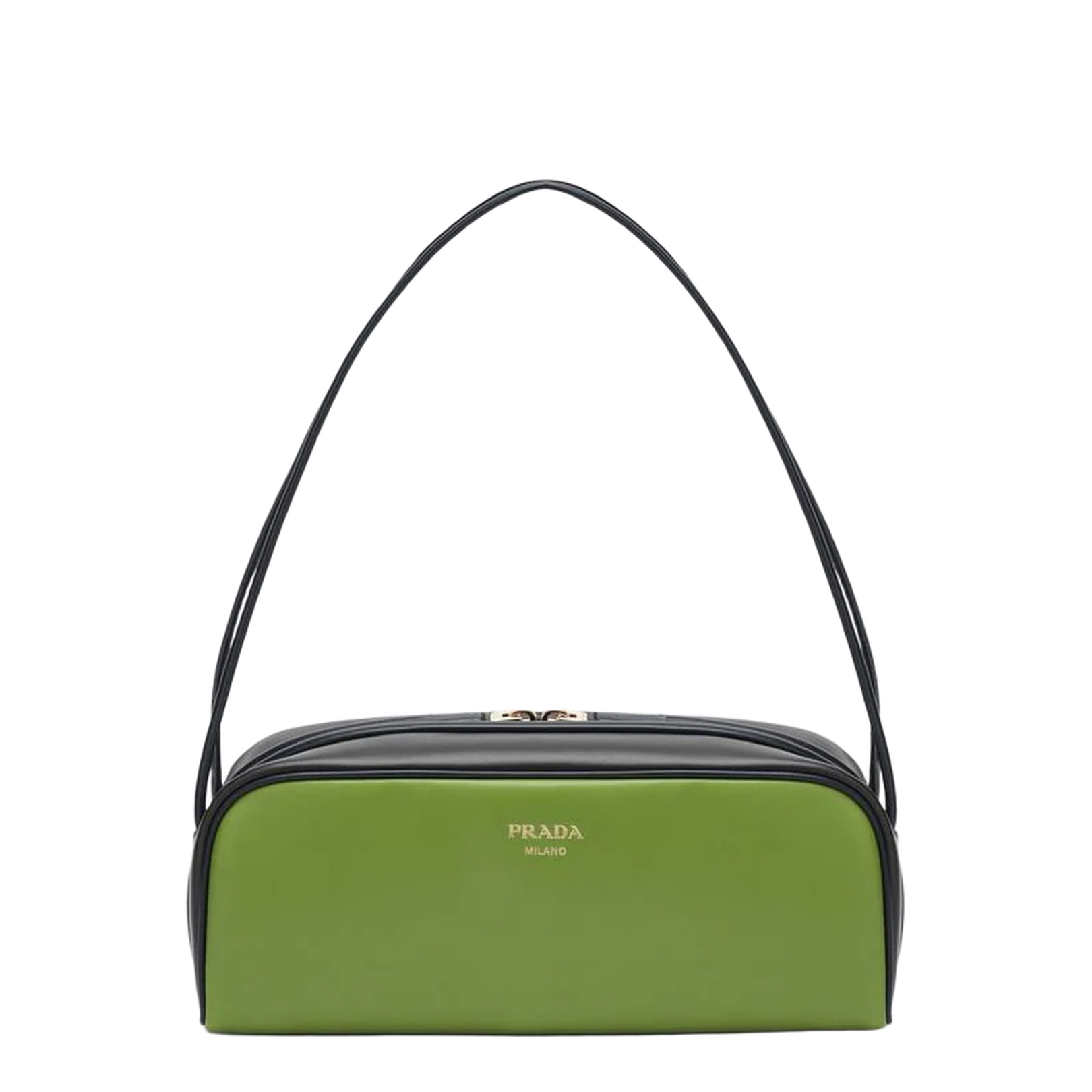 Ebony and Green Leather Shoulder Bag
