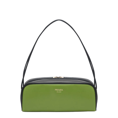 Ebony and Green Leather Shoulder Bag