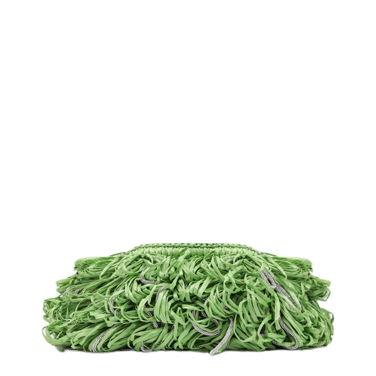 MAYFEYR - Hibourama - Beatrix Apple Green Clutch With Raffia Fringes - BEATRIXNFAG