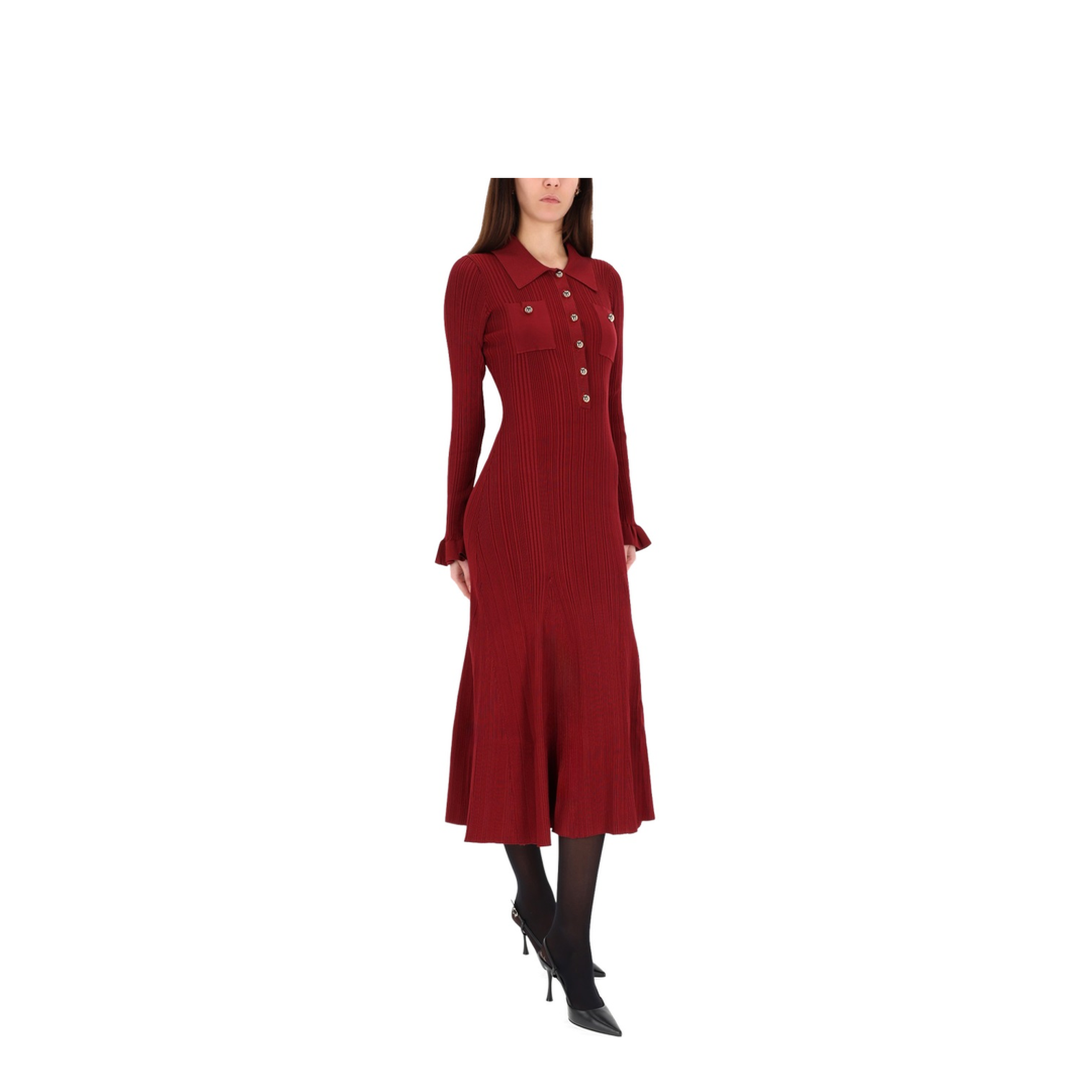 MAYFEYR - Self Portrait - Midi Dress With Collar - AW25008MABUBURGUNDY