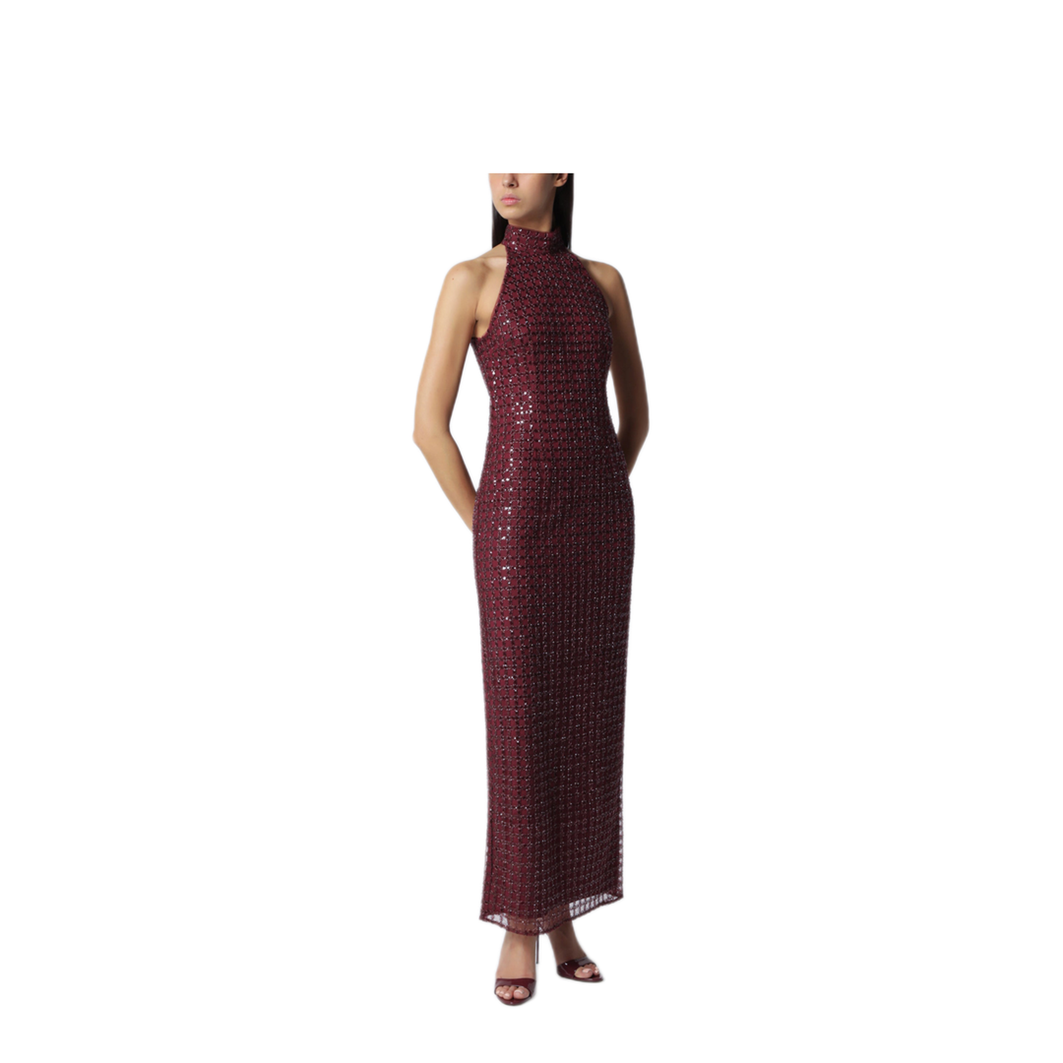 Burgundy Beaded Maxi Dress