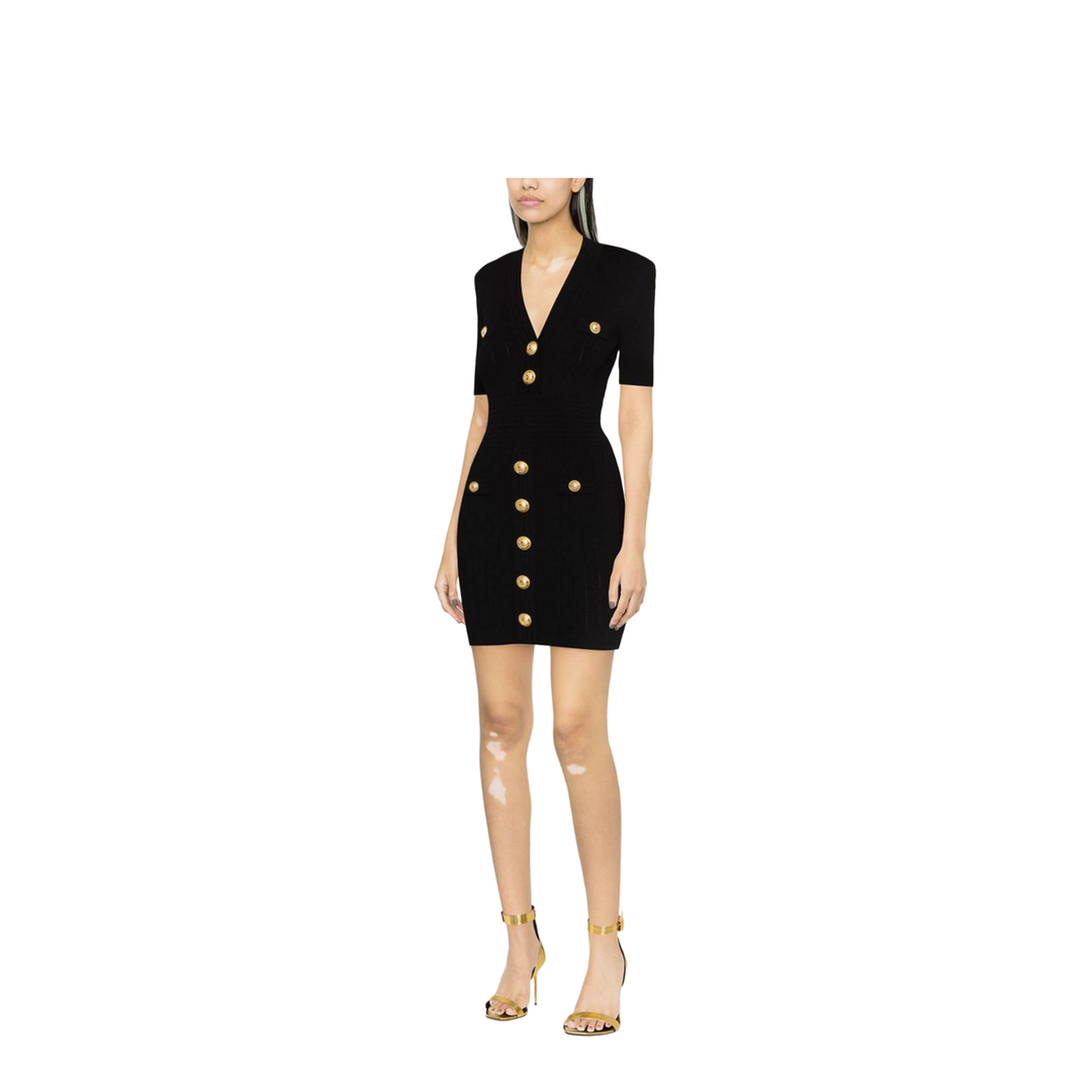 Knitted V-Necked Dress