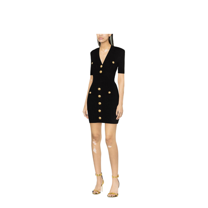 Knitted V-Necked Dress