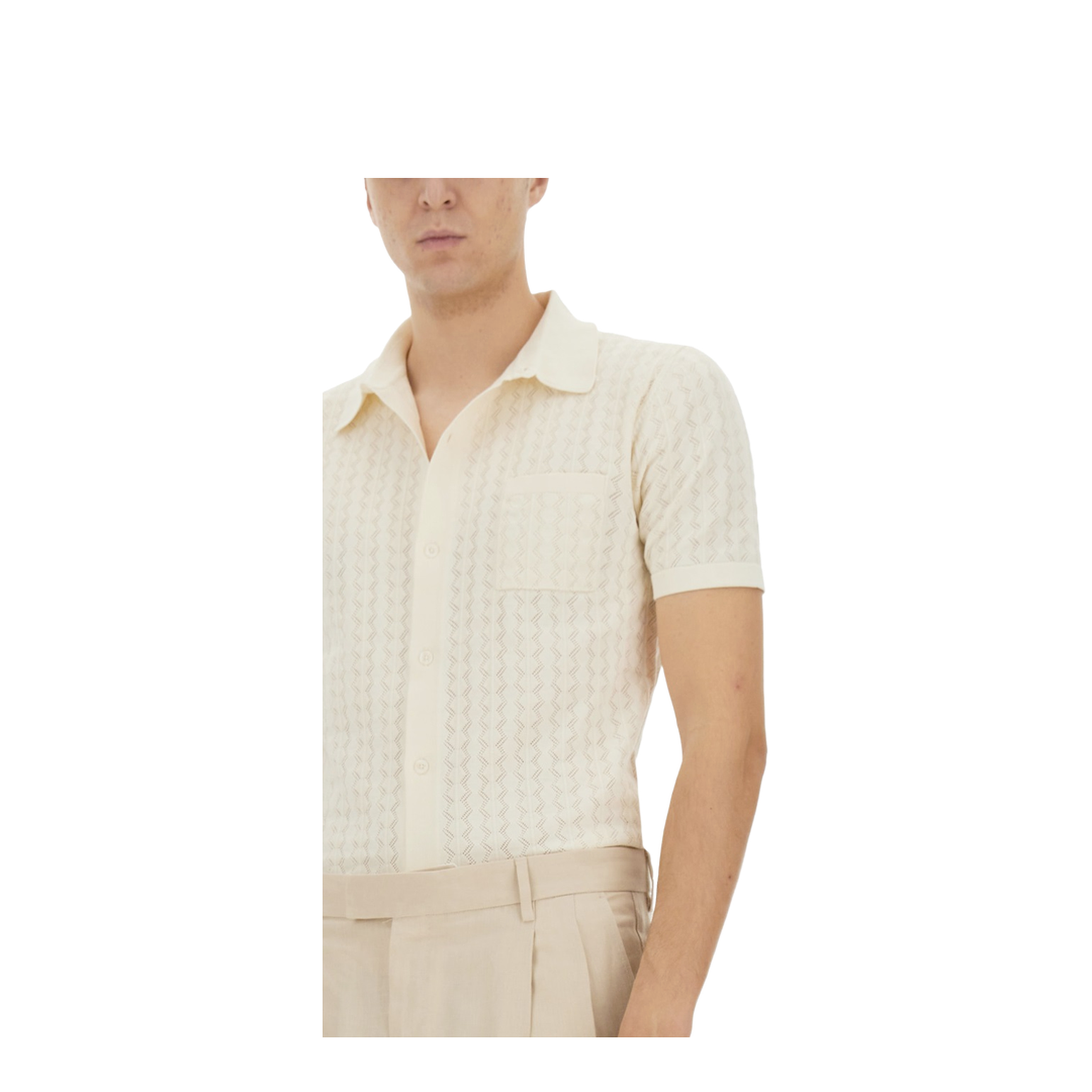 Perforated Cotton Knit Shirt