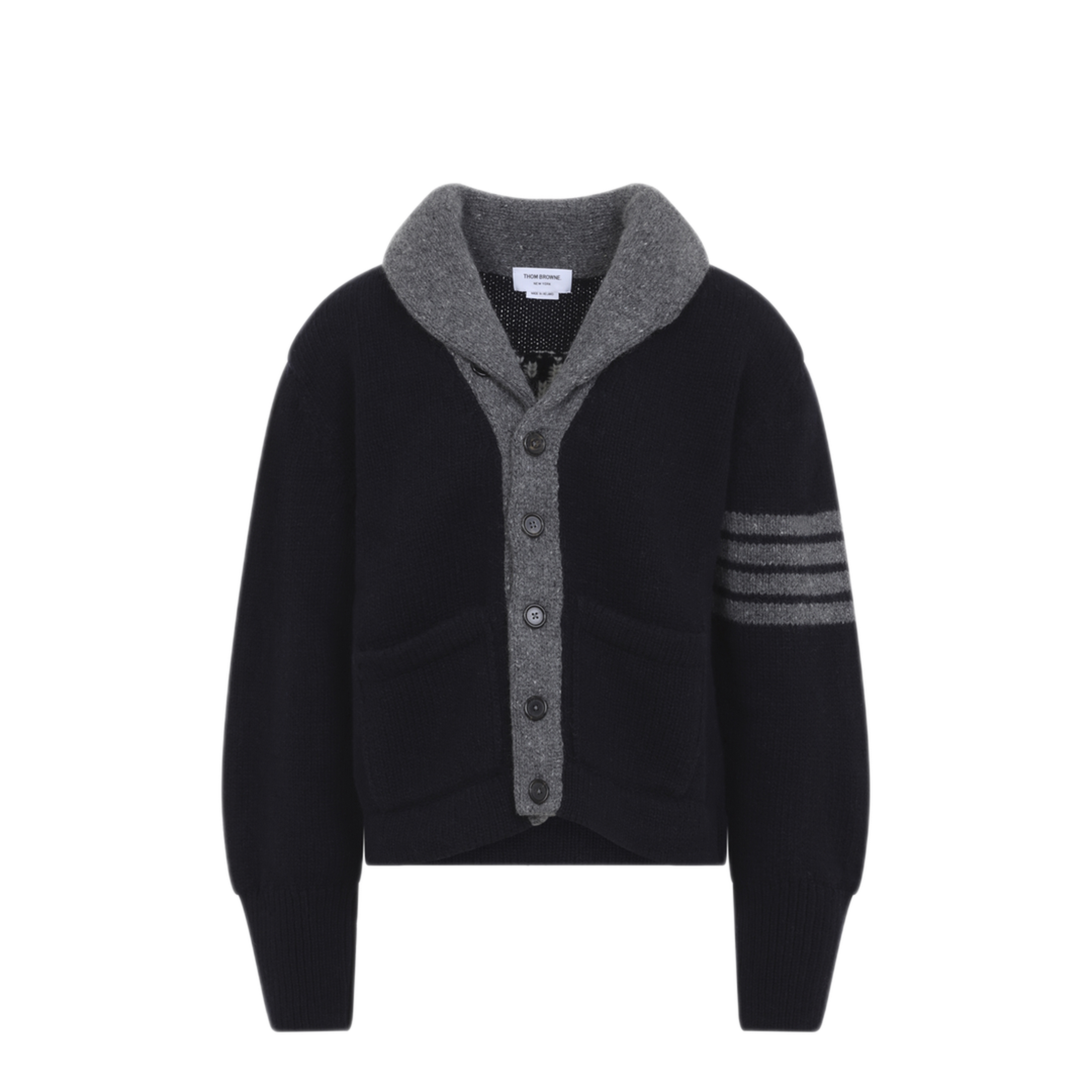 MAYFEYR - Thom Browne - Jersey Intarsia Shawl Collar Cardigan - MKJ146BY1047