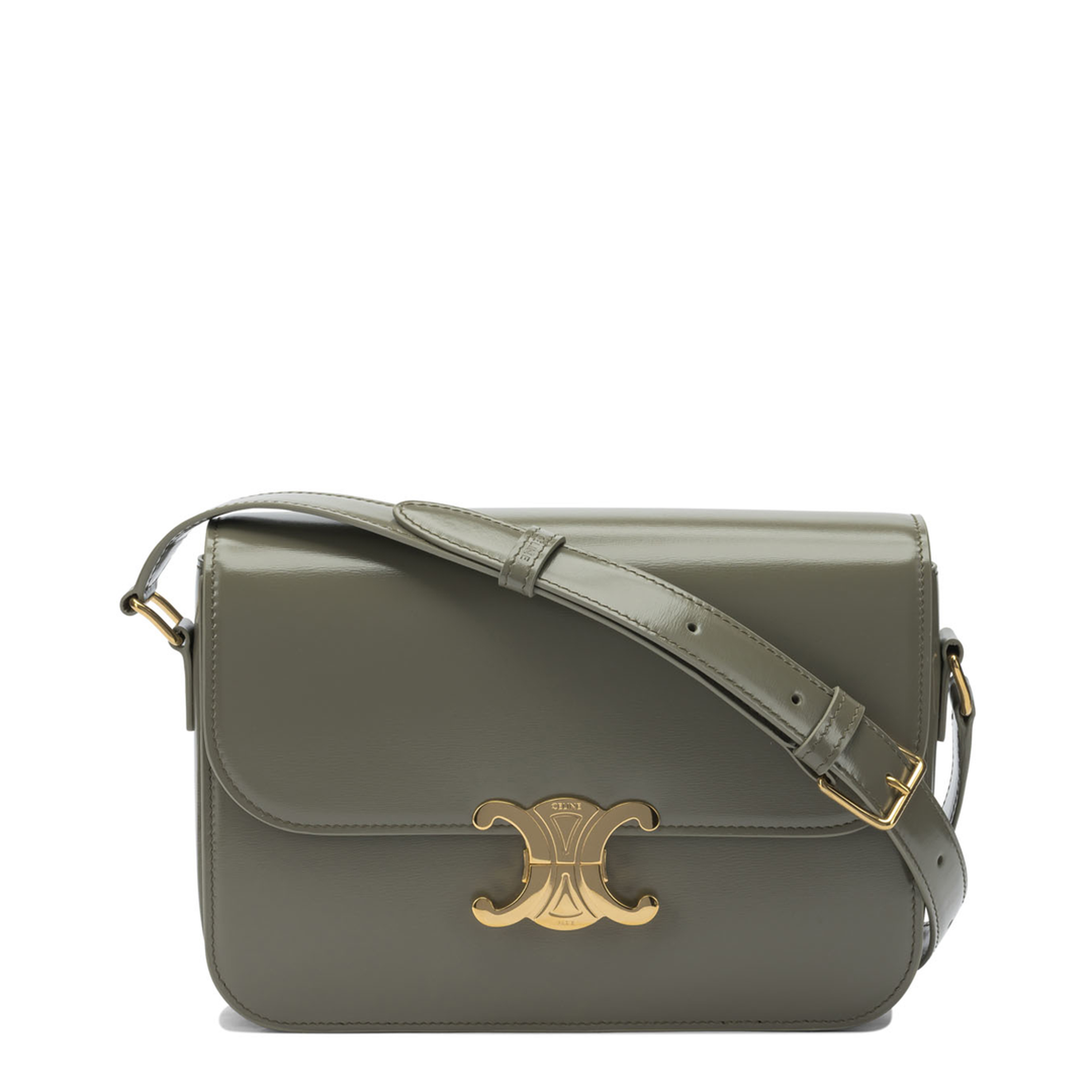 Triomphe Calfskin Crossbody Bag - Golden Khaki