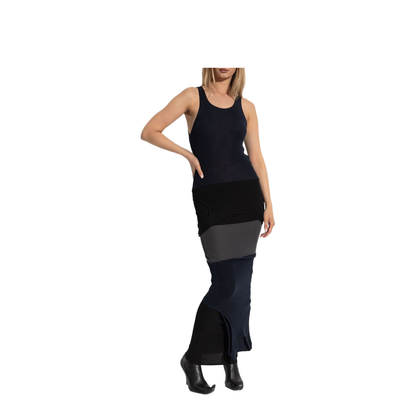 Upside Down Dress in Navy Blue/Gray