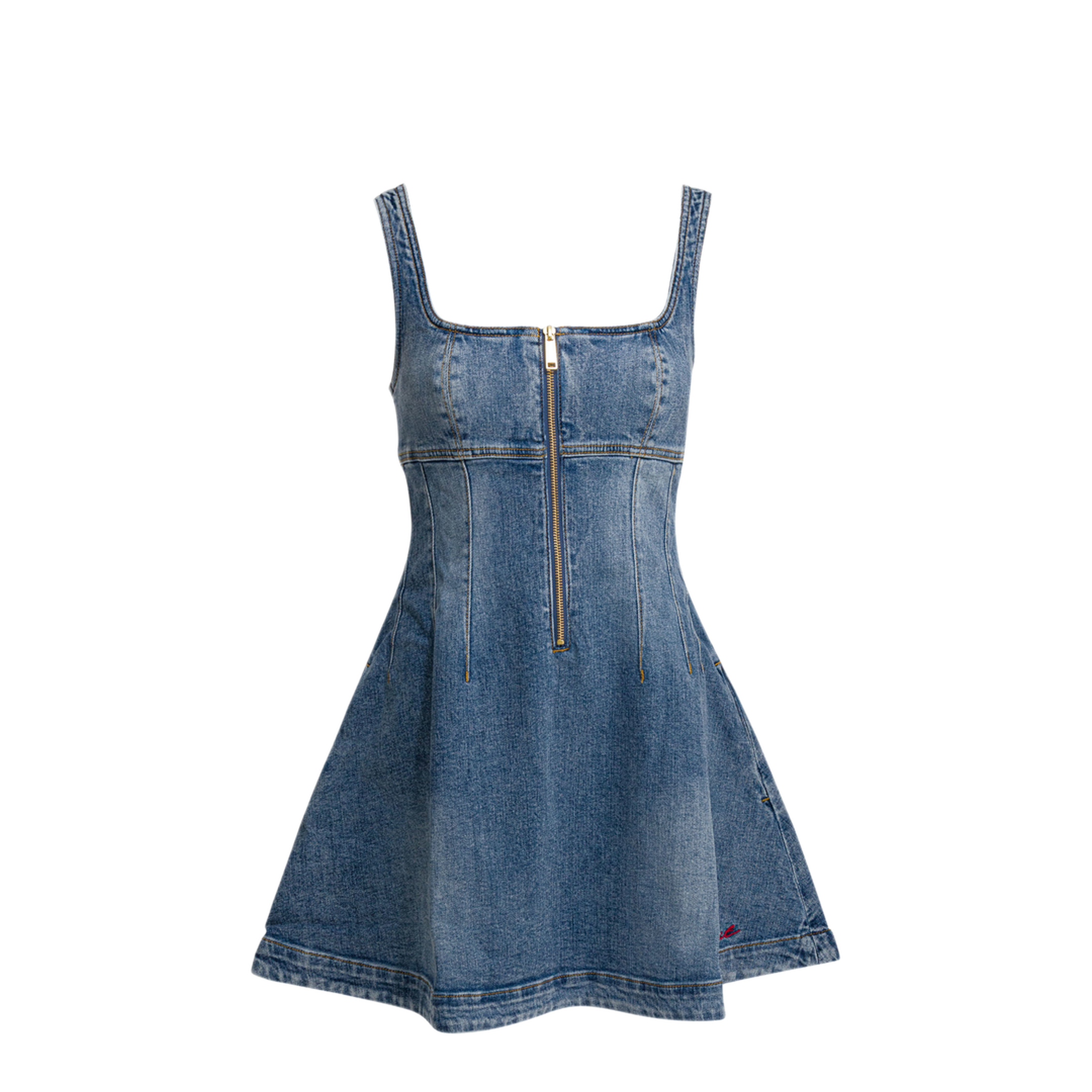 MAYFEYR - Self Portrait - Denim Flared Dress - RS26812SBLBLUE