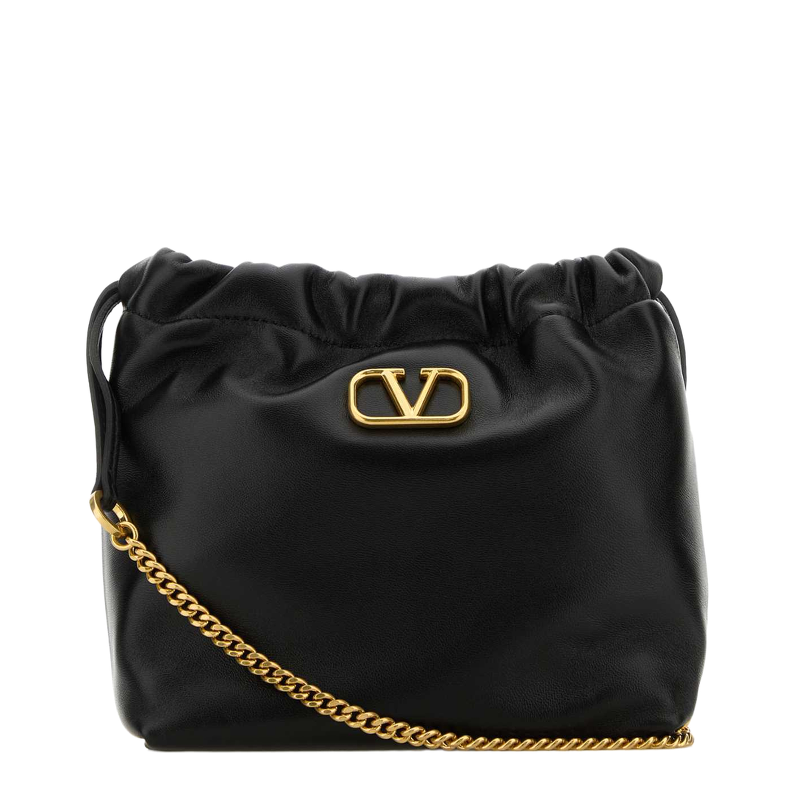 Black Leather Bucket Bag