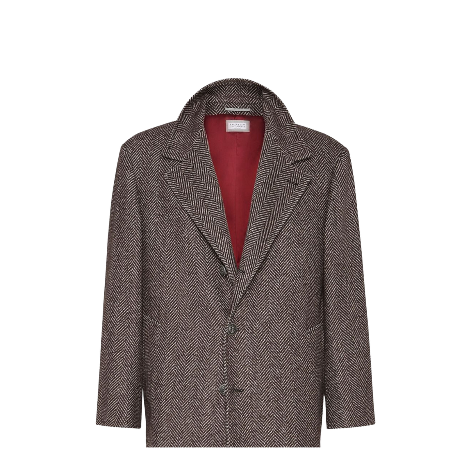 Beige Coat with Frontal Logo Buttons Closure