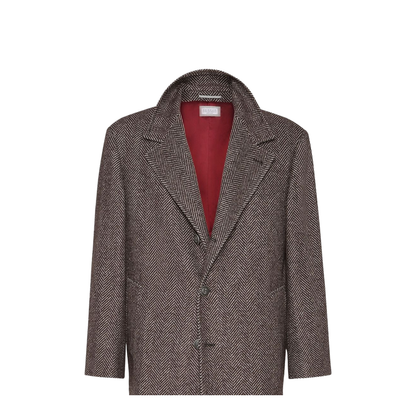 Beige Coat with Frontal Logo Buttons Closure
