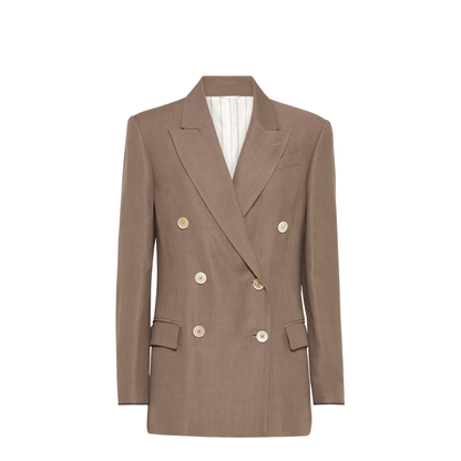 Linen Blend Double-Breasted Jacket