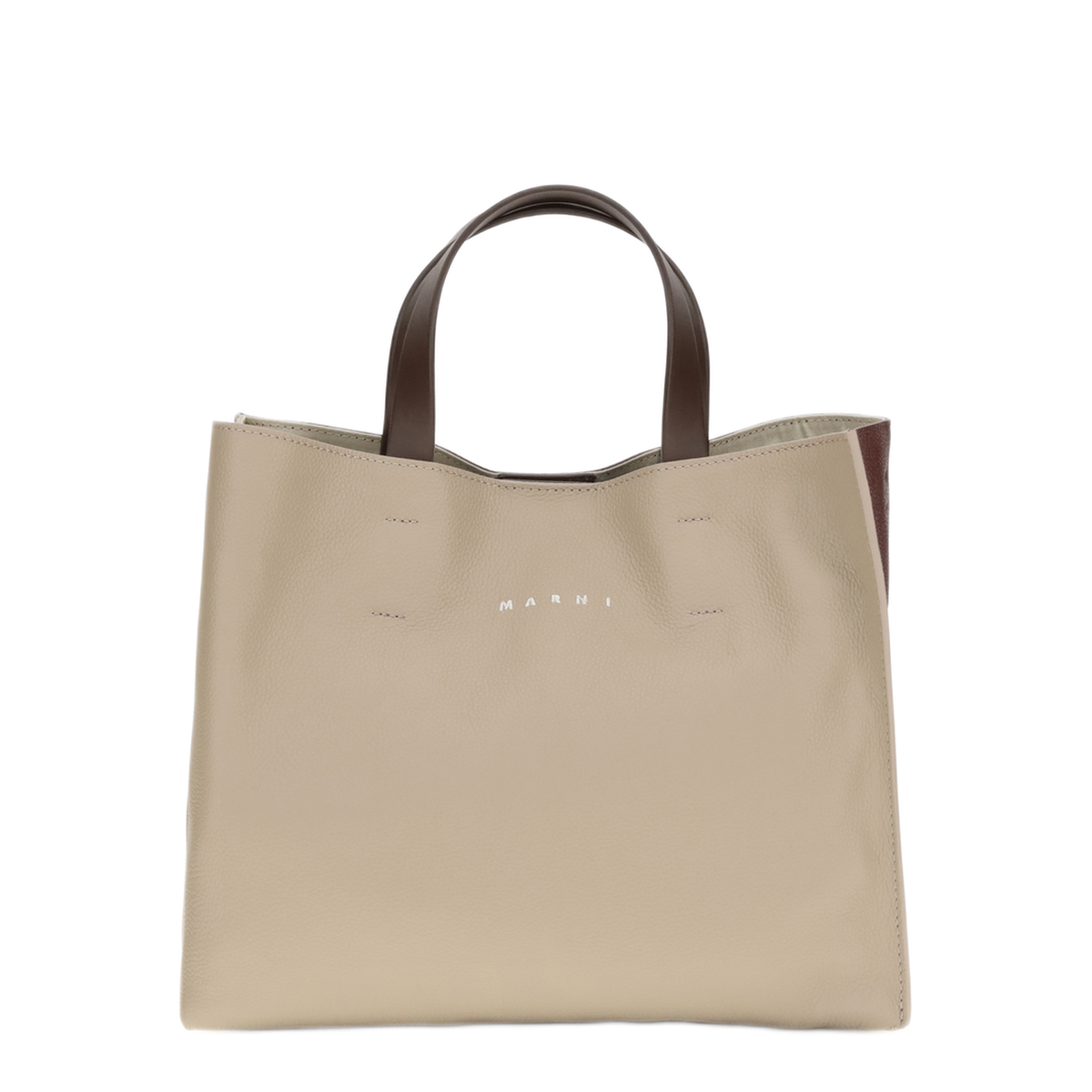 Museo Soft Calf Leather Tote - Moonstone / Dark Burgundy