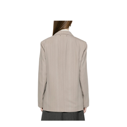 MAYFEYR - Golden Goose - Pinstripe Oversized Wool Blend Blazer With Broche - GWP02069P00232560398