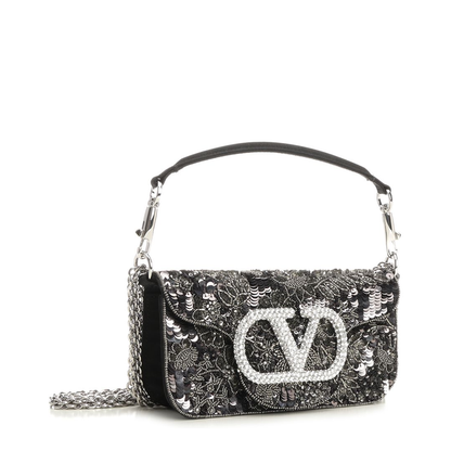 Embroidered Satin Crossbody Bag