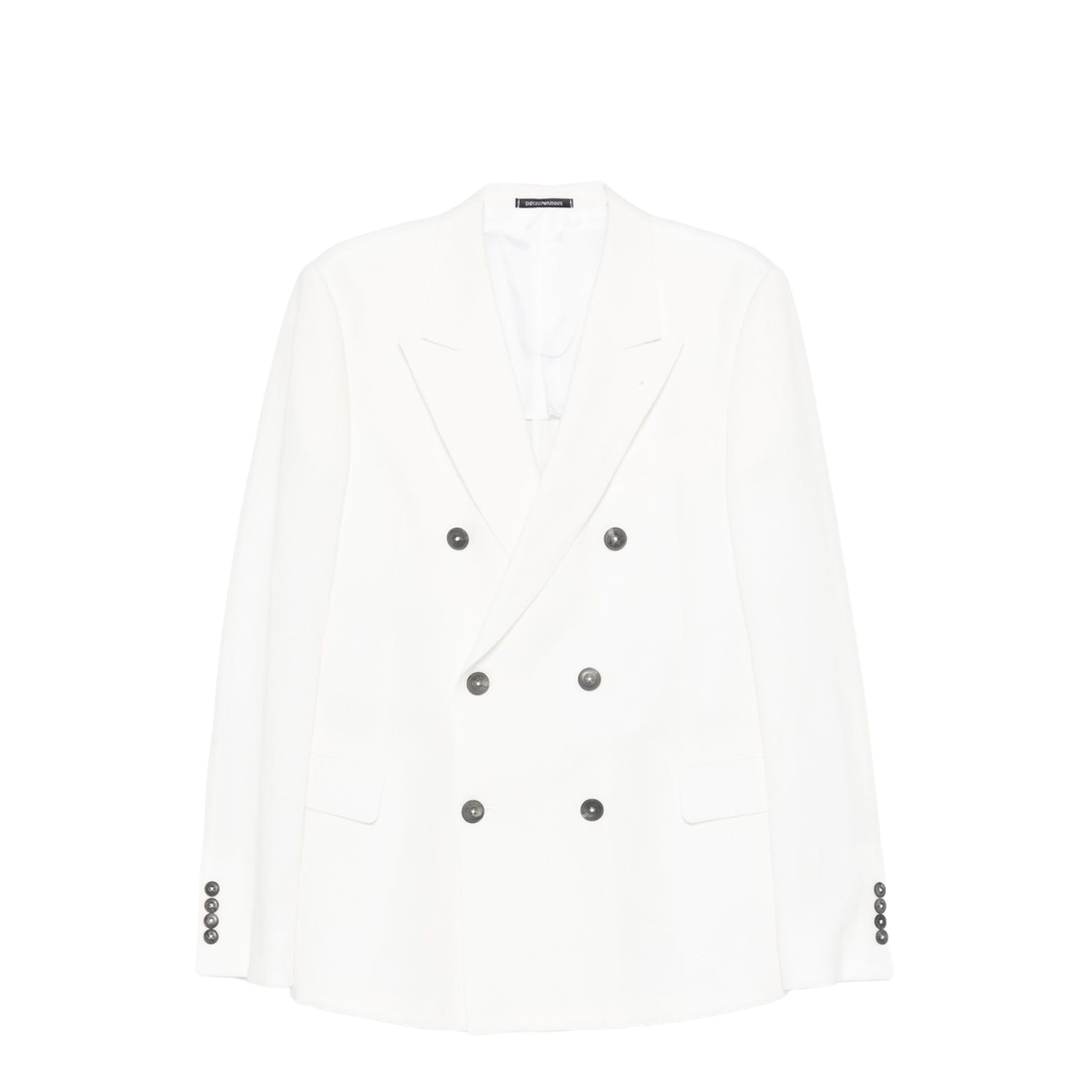 White Double-Breasted Button Fastening Long Sleeves Buttoned Cuffs Flap Pockets