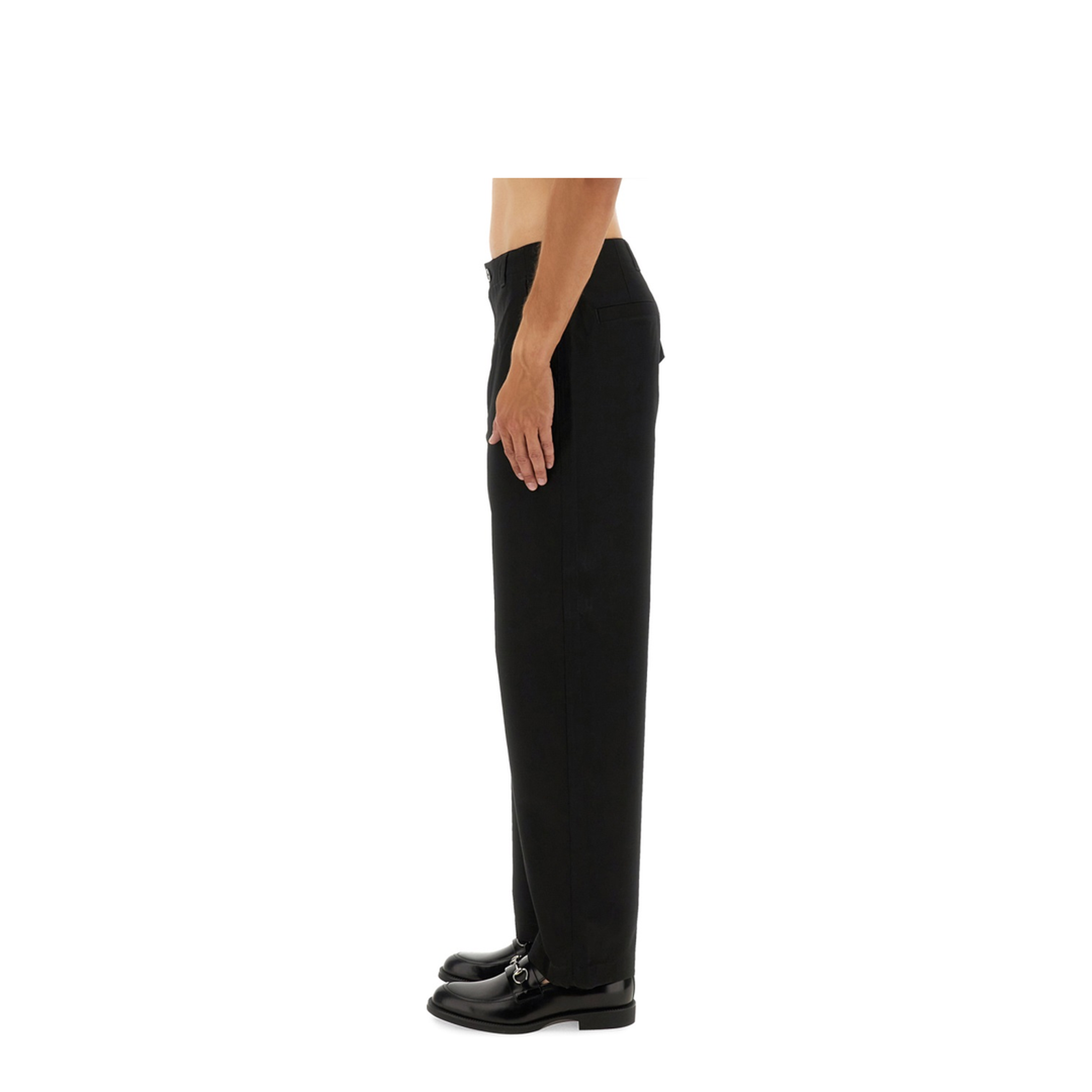 Cotton Twill Pant with Web Detail in Black