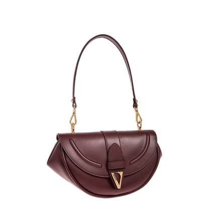 Virtus Small Calf Leather Shoulder Bag - Burgundy