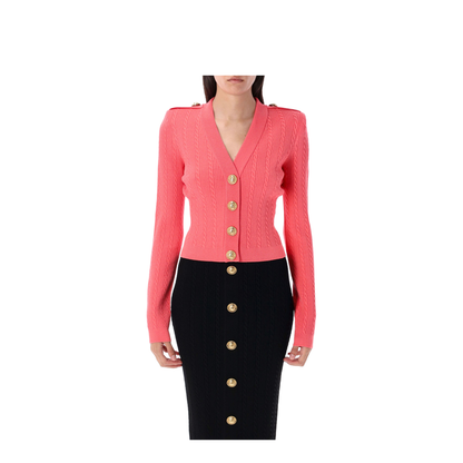 Long-sleeved cable-knit cardigan