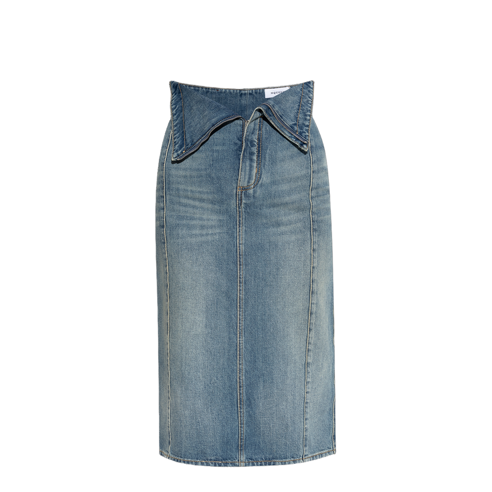 Denim High Waisted Long Skirt