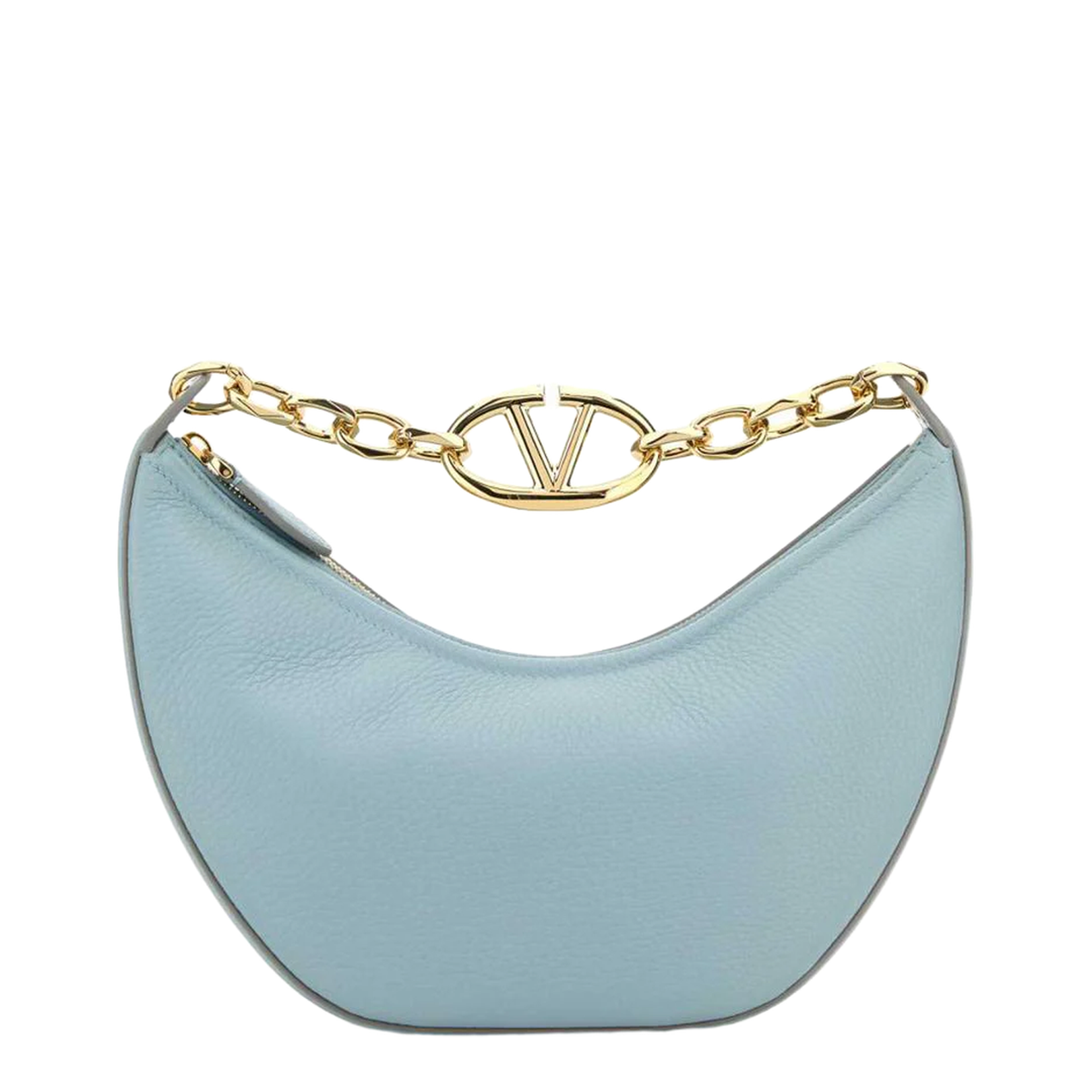 Light blue leather small Hobo VLogo Moon handbag