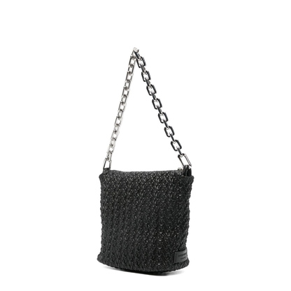 Small Embossed Leather Hobo Bag Black
